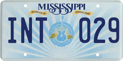 MS license plate INT029