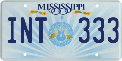 MS license plate INT333