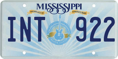 MS license plate INT922