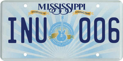 MS license plate INU006