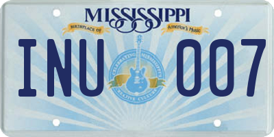 MS license plate INU007
