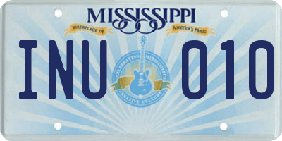 MS license plate INU010