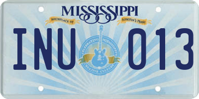 MS license plate INU013
