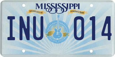 MS license plate INU014