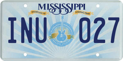 MS license plate INU027