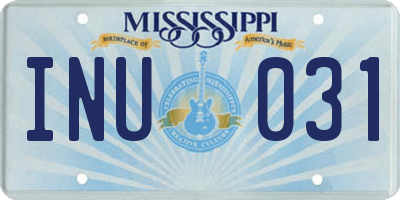 MS license plate INU031