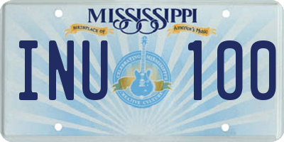 MS license plate INU100