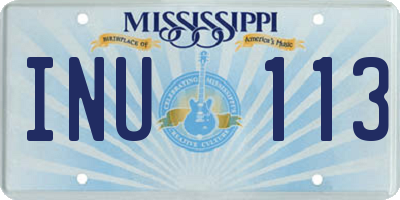 MS license plate INU113