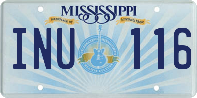 MS license plate INU116