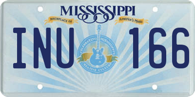 MS license plate INU166