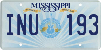 MS license plate INU193