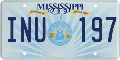 MS license plate INU197