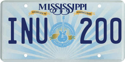 MS license plate INU200