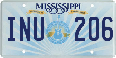 MS license plate INU206