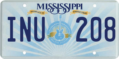 MS license plate INU208