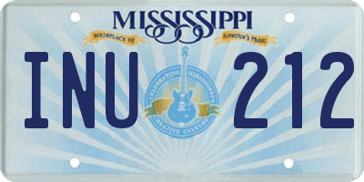MS license plate INU212