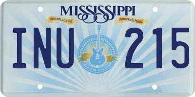 MS license plate INU215
