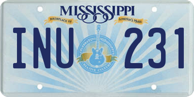 MS license plate INU231