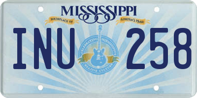 MS license plate INU258