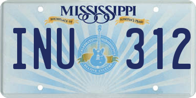 MS license plate INU312