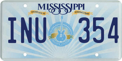 MS license plate INU354