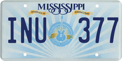 MS license plate INU377
