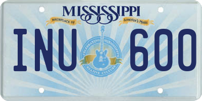 MS license plate INU600