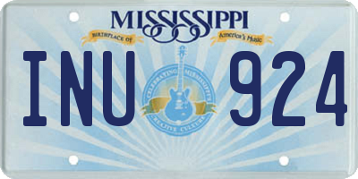 MS license plate INU924