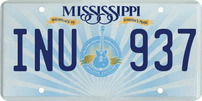 MS license plate INU937