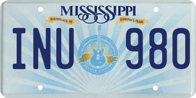 MS license plate INU980