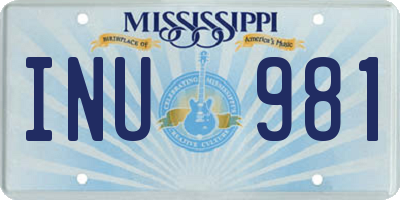 MS license plate INU981