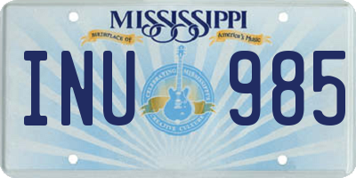 MS license plate INU985