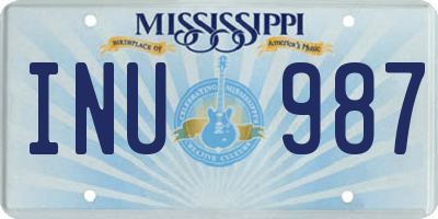 MS license plate INU987