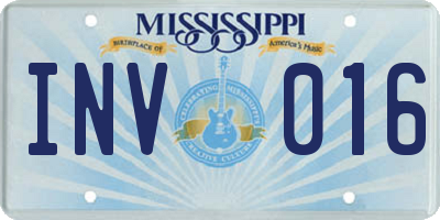 MS license plate INV016