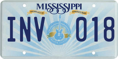 MS license plate INV018