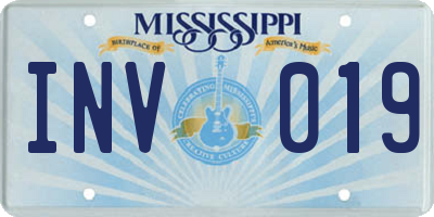 MS license plate INV019