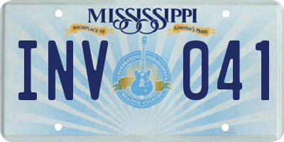 MS license plate INV041