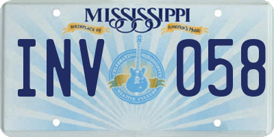MS license plate INV058