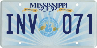 MS license plate INV071