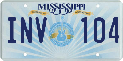 MS license plate INV104