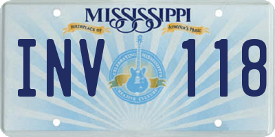 MS license plate INV118