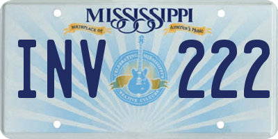 MS license plate INV222