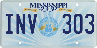 MS license plate INV303