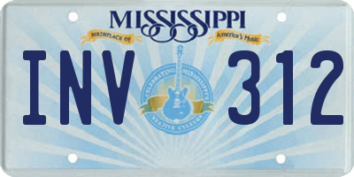 MS license plate INV312