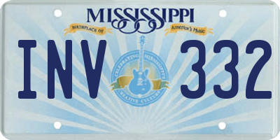 MS license plate INV332