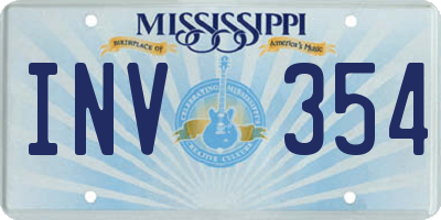 MS license plate INV354