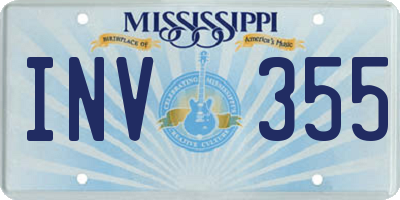 MS license plate INV355
