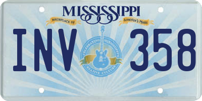 MS license plate INV358
