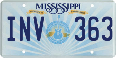 MS license plate INV363
