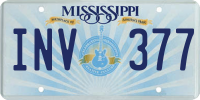 MS license plate INV377